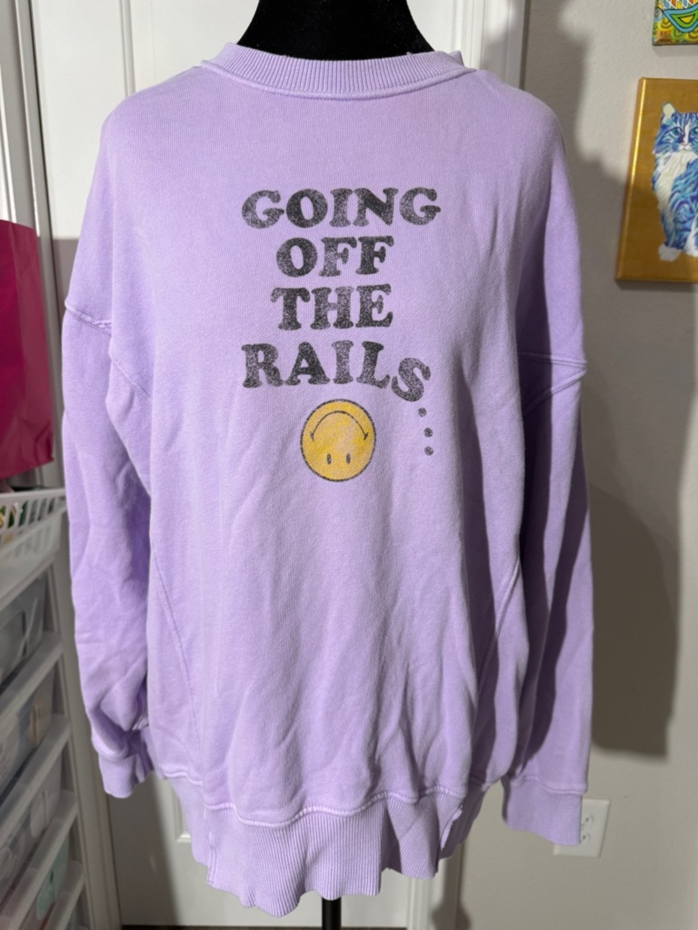 aerie Lavender Oversized Logo Pullover Sweatshirt